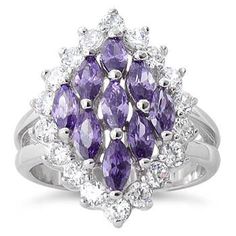 Top of ring height: 20.8mm

Top of ring width: 16.1mm

Band width: 4.6mm

Shank width: 2.55mm


Stone material: purple & clear cubic zirconia

Center stone size: 5mm x 3mm

Stone shape: marquise (center) & round

Center stone carat weight: 0

Total number of CZ stones: 26

Stone setting: Prong setting


Metal: 925 sterling silver

Plating: rhodium plated

Finish: high polish Purple Rings, Marquise Ring, Sapphire Wedding, Stone Setting, Lovely Ring, Cz Ring, Marquise Cut, White Sapphire, White Rose Gold