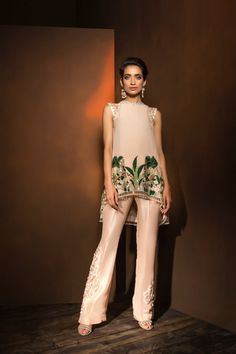 Pastel Fantasy – Saira Shakira Summer Designer Palazzo Set With Straight Pants, Summer Embellished Pant Set For Party, Elegant Summer Georgette Palazzo Set, Elegant Silk Pant Set With Sheer Dupatta, Designer Silk Pant Set For Summer, Festive Fitted Georgette Pants, Designer Wear Fitted Pant Set For Summer, Fitted Silk Palazzo Set For Summer, Elegant Fitted Pant Set With Sheer Dupatta