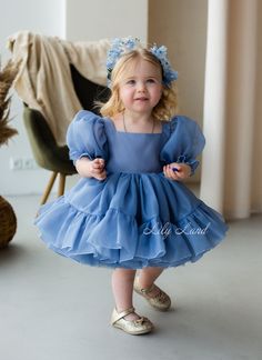 Buy Navy Blue First Birthday Dress Flower Girl Dress Puffy Online in India - Etsy Kids Dress Collection, Baby Party Dress, First Birthday Dresses, Kids Dress Patterns