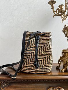 Clo Velly Backpack- Black/Cream Mini Backpacks, Unique Bags, Mini Backpack, Black Backpack, Handbag Backpack, Black Cream, At The Beach, Natural Materials, Color Variations