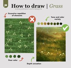 how to draw grass in photoshopped with the text below it, and an image of