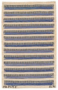 a blue and white rug with stripes on the bottom, in different sizes and colors