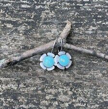 Blue Kingman turquoise dangle earrings / sterling silver | Etsy Silver Handmade Flower Earrings For Everyday, Handmade Silver Flower Earrings For Everyday, Handmade Sterling Silver Flower Earrings, Handmade Turquoise Flower Earrings For Gift, Turquoise Nickel Free Flower Earrings, Bohemian Sterling Silver Flower Earrings For Gift, Nickel Free Turquoise Flower Earrings, Bohemian Sterling Silver Flower Earrings With Ear Wire, Handmade Sterling Silver Flower Drop Earrings