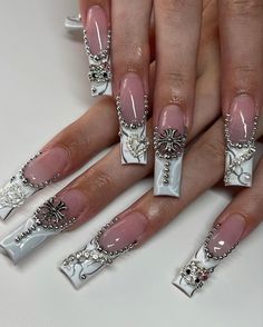 Kidcore Aesthetic, Goth Nails, Y2k Nails, Dope Nail Designs, Gem Nails, The Claw, Girls Nails, Fire Nails, Dream Nails