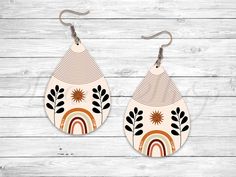 Sublimation Earring Designs, Earring Png, Earring Template, Diy Leather Earrings, Laser Cut Wood Earrings, Boho Earring, Hand Painted Earrings, Earring Designs, Sublimation Ink