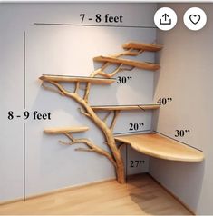 a tree shaped shelf is shown with measurements