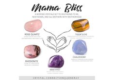 MAMA BLISS Crystals Set | Crystals and Stones for Mama to be | Stone for Motherhood | Stones for Mom |Wellbeing Stones Pouch | Wellness tumbled stones | Crystal Gift | Good Vibes Gift | Gift for friends | Gift for sister | Gift for Mama to be | Wellness Gift | Christmas Gift  Mama Bliss! We put together chosen stones selected to complement each other and to provide support for new mums, to aid motherhood and mums to be. Y O U R . C R Y S T A L . S E T   The Mama Bliss Crystals Set includes five Crystals For Moms, Thank You Mum, Pregnancy Safe Products, Baby Gift Basket, Crystal Healing Stones, Baby Christmas Gifts, Wellness Gifts, Crystal Set, Tumbled Stones