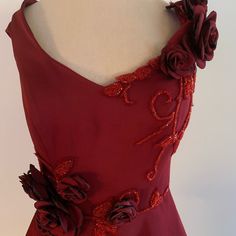 Beautifully Embellished Floral And Beaded Burgundy Gown With Sweetheart Neckline. Can Be Worn On Or Off The Shoulders. Features Peplum Waist With Double Back Zippers. Worn Oncelike Brand New! Us Size 6. Estelle Dress, Burgundy Gown, Empire Waist Maxi Dress, Green Shirt Dress, Floral Babydoll Dress, Polka Dot Maxi Dresses, Long Beach Dress, Tie Dye Maxi, Tie Dye Maxi Dresses