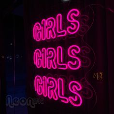 a neon sign that says girls, girls, girls