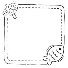 a black and white drawing of a fish with a blank space in the center for text