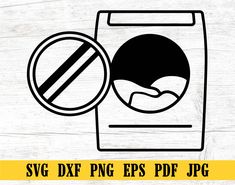 a black and white image of a washing machine with the word svg dxf eps