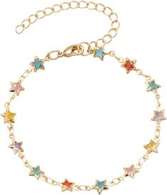 Amazon.com: Sanyaa Star Bracelet 18K Gold Plated Multi Stone Crystal Star Bracelet for Women: Clothing, Shoes & Jewelry Adjustable Gold Star-shaped Chain Bracelet, Adjustable Gold Star Chain Bracelet, Multicolor Star Charm Jewelry For Party, Multicolor Star Charm Bracelet, Trendy Multicolor Star-shaped Jewelry, Trendy Multicolor Star Jewelry, Crystal Stars, Star Bracelet, Stone Crystal