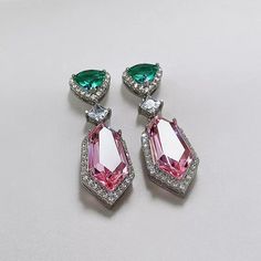 In stock and ready to ship in 1-2 business days! These earrings are perfect to brighten up any outfit! Silver plated, cubic zirconia stones with a pierced back. Stone Aesthetic, Pink Drop Earrings, Bridal Statement Earrings, Ideas For Jewelry, Bridal Earrings Drop, Cubic Zirconia Jewelry, Make Jewelry, Affordable Jewelry, Fashion Jewelry Earrings