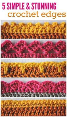 the video shows how to make crochet edgings in different colors and sizes