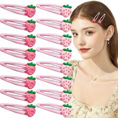 PRICES MAY VARY. 【WHAT YOU WILL RECEIVE】- You will get 20 hair clips. 【DESIGN】- Y2K candy color strawberry-shaped hair clips, simple and stylish perfect for daily use, good for girls and babies. The shiny hair accessories make the girl look more lively and cute. 【QUALITY MATERIAL】- High-quality alloy hairpins, fully soft silicone covered to protect the internal metal hairpins. Smooth edges can protect your fingers and hair, you don’t have to worry about scratching your fingers or Pulling hair of Candy Hair Accessories, Cutecore Hair Clips, Pink Y2k Hair, Strawberry Hairclips, Cute Hair Accessories Clips, Switch Outfits, Y2k Hair Clips, Hair Clips Y2k, Y2k Candy