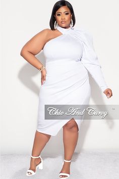 Polyester% 95 Spandex% 5 Off The Shoulder Ruffle Dress, Plus Size Off The Shoulder, One Shoulder Bodycon Dress, Chic And Curvy, All White Party, Shoulder Ruffle Dress, White Chic, Elopement Dress, Courthouse Wedding