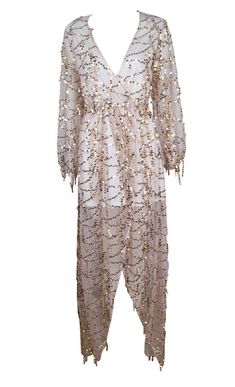 Gold Sparkle Sequined Fringed V-Neck Maxi Dress sold by Outletpad on Storenvy Summer Long Sleeve Sequin Maxi Dress, Fall V-neck Sequin Maxi Dress, Fall V-neck Maxi Dress With Sequins, Champagne Maxi Dress, New Party Dress, Clothing Jewelry, Deep Plunge, Sequin Maxi Dress, Long Sleeve Sequin