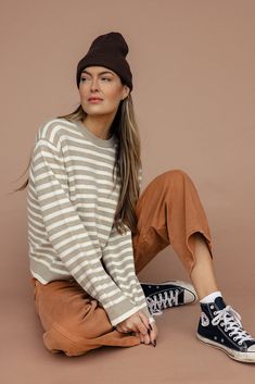 The Rosaleen Striped Sweater – ROOLEE Barrel Jeans, Wide Sleeves, Striped Sweater, Stripe Sweater, Say Hello, Effortless Style, Good Luck, Sweater Top, Mid Rise