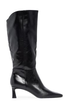 Elevate your cool-season looks with this sleek knee-high bootie framed with a snipped pointed toe and lofted by an angled kitten heel. 2 1/4" heel 16" shaft; 13" regular calf circumference; 15" wide calf circumference Synthetic upper and lining/rubber sole Imported Wide Calf Boots For Women, Mario Valentino, Wide Calf Boots, Golf Fashion, John Varvatos, Wide Calf, Cold Weather Accessories, Kitten Heel, Girls Accessories