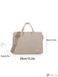 an image of a laptop bag with measurements for the front and back side, showing the size