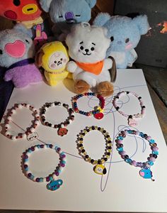 Unofficial bt21 cute bracelets Kpop Style Multicolor Jewelry Gift, Multicolor Kpop Style Jewelry Gift, Personalized Multicolor Kpop Style Jewelry, Kpop Style Personalized Multicolor Jewelry, Multicolor Kpop Jewelry For Friendship, Customized Multicolor Casual Jewelry, Casual Customized Multicolor Jewelry, Customized Casual Everyday Wristband, Bts Bracelet