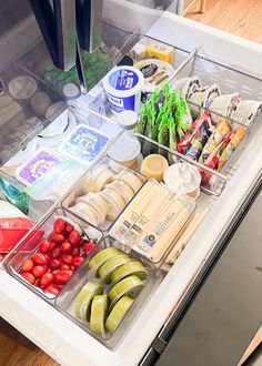 an open refrigerator filled with lots of food