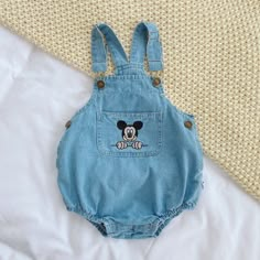 95% Organic Cotton and 5% Polyester: Eco-friendly, breathable and Hypoallergenic material. Care: Machine wash on low or delicate. Dry on gentle or low. Perfect Gift for birthdays, holidays, or just to make any day special for the little one in your life. Overall Romper, Denim Embroidery, Disney Outfit, Baby Fits, Baby Mouse, Boys Denim, Denim Romper, Baby Outfits Newborn