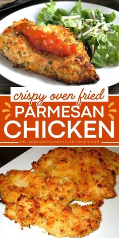 crispy oven fried parmesan chicken is an easy and delicious dinner that's ready in under 30 minutes