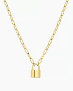 gorjana Jewelry | Kara Padlock Charm Necklace Gold Lock Necklace, Stacking Necklaces, Gorjana Necklace, Gorjana Jewelry, Padlock Necklace, Lock Necklace, Top Rings, 2024 Christmas, Gold Chain Necklace