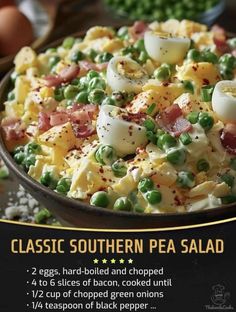 Classic Southern Pea Salad, Southern Pea Salad, Canned Peas, Quick Soup Recipes, Pea Salad Recipes, Quick Soup, Bbq Dishes, Classic Salad, Yummy Salads