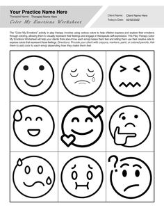 The “Color My Emotions” activity in play therapy involves using various colors to help children express and explore their emotions through coloring, allowing them to visually represent their feelings and engage in therapeutic self-expression. This Play Therapy Color My Emotions Worksheet will help your clients think about how each emoji makes them feel and letting them use their creative side to express colors that represent those feelings. Our Play Therapy Color My Emotions Worksheet PDF (Editable, Fillable, Printable) is perfect for counselors, psychologists, psychiatrists, social workers, therapists, and other mental health professionals.

This Play Therapy Color My Emotions Worksheet PDF can be downloaded and used with all your clients, giving them the ability to fill it out on a digit Emoji Worksheet, Art Therapy Activities Printables, Emotions Worksheet, Prism Art, Play Therapy Activities, Existential Therapy, Couples Therapy Worksheets, Anger Management Worksheets, Life Mastery