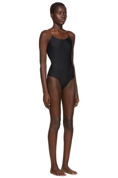 Oséree: SSENSE Exclusive Black One-Piece Swimsuit | SSENSE Sleek Bodysuit With Scoop Back For Swimming, Sleek Swimwear With Lined Body And Scoop Back, Sleek Swimwear With Scoop Back And Lined Body, Sleek Scoop Back Swimwear For Summer, Black Swimwear With Scoop Back And Lined Body, Black Scoop Back Swimwear With Lined Body, Black Second-skin Bodysuit For Beach, Black Second-skin Bodysuit For The Beach, Black Second-skin Bodysuit For Poolside