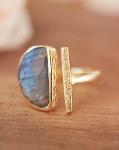 Labradorite Ring * Adjustable Gold Vermeil * Statement * Gemstone * Bridal * Wedding * Half Moon * Boho * Bohemian * Handmade * BJR111 Magical Abilities, Rings Stone, Psychic Powers, Bold Jewelry, Labradorite Ring, Gold Stone, Metal Bands, Metal Rings, Psychic