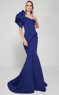 MNM Couture - 2402 Ruffled Asymmetrical Mermaid Dress