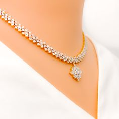 diamond-timeless-studded-square-diamond-set Luxury Pendant Jewelry Sets For Formal Occasions, Gold Diamond-shaped Diamond Necklace For Formal Occasions, Luxury Yellow Gold Bridal Necklace For Anniversary, Elegant Gold Jewelry Sets With American Diamond, Elegant Gold American Diamond Jewelry Sets, Formal Diamond-shaped Necklace With Diamond Accents, Formal Fine Jewelry With Diamond Shape, Formal Diamond-shaped Diamond Necklace, Formal Yellow Gold Diamond Necklace With Accents