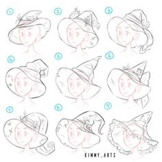 how to draw hats for kids step by step drawing instructions, cartoon drawings, art drawings,