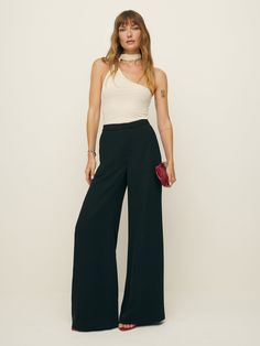 Wear the pants. Shop the Taryn Pant from Reformation, a high-rise pant with an oversized flare leg. Elegant Flares For Night Out, Chic High-waist Culottes For Evening, Chic High-waist Evening Culottes, Chic High Waist Culottes For Evening, Chic Wide-leg Workwear Bottoms, Chic Wide Leg Workwear Bottoms, Chic Wide Leg Bottoms For Workwear, Chic High-waist Flares For Night Out, Chic High Waist Flares For Night Out