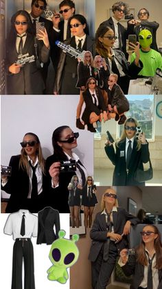 the collage shows people dressed in suits and ties, including one man wearing sunglasses