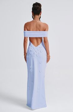 Milani is one of our dreamiest designs of the season, perfect for chasing sunsets and beyond. This maxi dress is soft girl perfection, made in a delicate mesh with playful 3D flower appliques and bardot neckline to show off your shoulders. The dress is complete with a thigh high split and open low back. 



Colour: Blue.

Premium stretch mesh.

Fully lined.

3D floral appliques.

Bardot neckline.

Strap detail at back.

Cut out low back.

Thigh high split.

Invisible zip fastening.

Maxi length. Maid Of Honor Dresses Blue, Long Timeless Dress, Prom Maxi Dress, Prom Dresses 2024 Blue, Fitted Blue Maxi Dress, Formal Dresses Open Back, Blue Beach Bridesmaid Dresses, Light Blue Maxi Dress For Prom, Maxi Birthday Dress