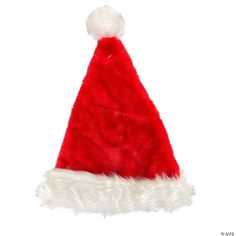 Quality red deluxe plush Santa hat with white long-hair plush band and white pom-pom for a fun touch. One size fits most adults. Santa Cap, Christmas Apparel, Halloween Express, Kris Kringle, Santa Claus Hat, Cozy Hat, White Faux Fur, Costume Hats, Winter Outfit