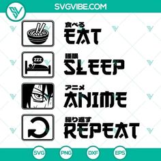 the words eat sleep anime repeat in different languages