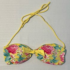 Bikini Top Only. Straps Are Removable And Can Be Worn As A Bandeau Top. Purple Swimsuit Bikinis, Purple Swimsuit, Purple Bottom, High Waisted Bathing Suits, Pink Gingham, Swim Suit Bottoms, Cheeky Bikinis, Bandeau Top, Pink Yellow