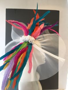 Multi color Fascinator- Large Brim- Breeders Cup- Wedding Fascinator- Cocktail Hat - Kentucky Derby- Horse Races Hello, Have fun walking into your next party/event wearing this big bright stunning fascinator. It will definitely be a head turner! This feather fascinator is about 20 inches round. It has feathers scattered It is center....it's attached to a skinny adjustable headband that is wrapped in satin and is very comfortable. ------------------------------------------------- I ship US Postal Kentucky Derby Horses, Derby Horse, Fun Walk, Horse Races, Breeders Cup, Horse Race, Wedding Cups, Feather Fascinators, Wedding Fascinators