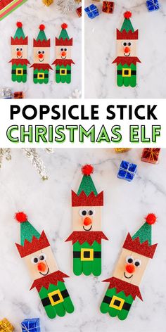 popsicle stick christmas elf craft for kids and adults to make with the help of their own hands