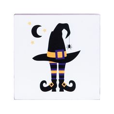 a halloween card with a witch's hat on it