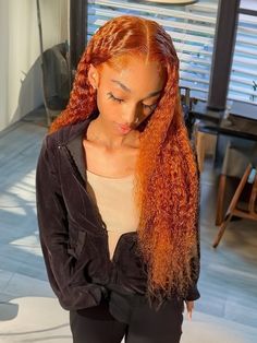 UNice Colored Orange Ginger 4x0.75 Lace Part Wig Human Hair Curly Wig 150% Density,Absolutely Stunning and Gorgeous Ginger Color, Unice Hair, Aesthetic Hairstyles, Frontal Wig Hairstyles, Ginger Hair Color, Long Hair Wigs, Short Hair Wigs, Curly Human Hair Wig, Colored Wigs