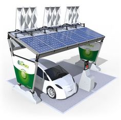 an electric car charging station with solar panels