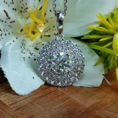 Beautiful Dual Halo Round Moissanite Pendant for Women, Engagement Pendant, Halo Wedding Pendant, Anniversary Jewelry Gift for Her Pear Cut Ring, Moissanite Pendant, Wedding Pendant, Emerald Cut Rings, Bridal Wedding Rings, Ring Earring, Halo Setting, Anniversary Jewelry, Pendant For Women