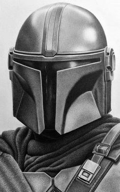 Star Wars Realistic Drawing, Mandalorian Drawing Pencil, Star Wars Drawings Pencil, Clone Trooper Face, Star Wars Sketches Pencil, Drawing Mandalorian, Mandalorian Helmet Tattoo, Star Wars Drawings Sketch, Mandalorian Sketch