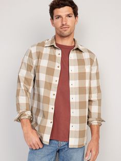 The Everyday Shirt for men is the button-down that puts in work eight days a week.  Spread collar.  Seamed back yoke, with center box pleat.  Long sleeves, with buttoned cuffs and buttoned sleeve plackets.  Patch pocket at left side of chest.  Soft-w Plaid Shirt Men, Blue Gingham, Slim Fit Men, Plaid Shirt, Fashion Ideas, Patch Pocket, Old Navy, Built In, Mens Shirts